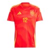 Camisola Espanha Joselu 12 1º Equipamento Euro 2024 Manga Curta